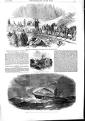 Old Antique Print 1853 Ship Wreck The Larriston Turnabout Island Holyhead 19th