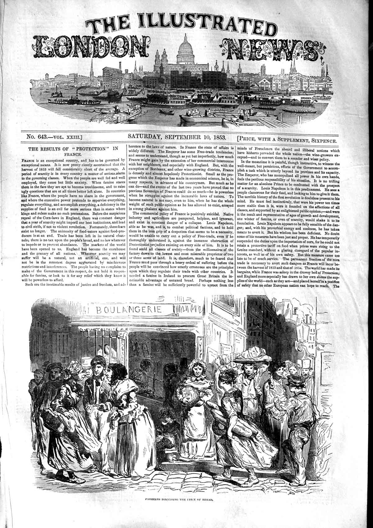 Original Old Antique Print 1853 Street Scene Paris France Bre 19th