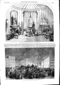 Original Old Antique Print 1853 Royal Visit Dublin Exhibition Carlisle Bridge