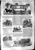 Original Old Antique Print 1853 Paris Transport Omnibus Railway Fiacre Citadine