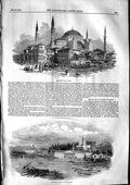 Old Antique Print 1853 View Mosque Sophia Marine Arsenal Constantinople 19th