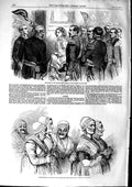 Original Old Antique Print 1853 Emperor French Boulogne Fisherwomen Flowers