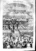Original Old Antique Print 1853 Visit Emperor Empress French Boulogne Theatre