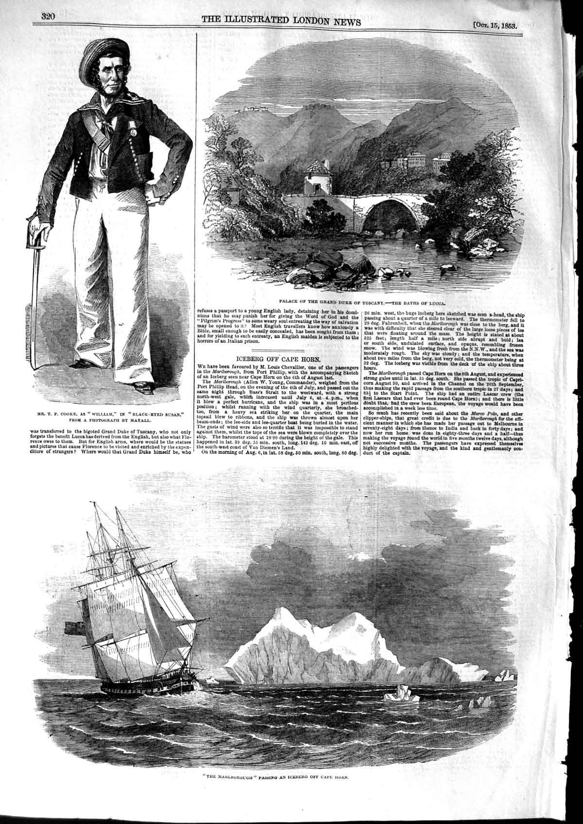 Old Antique Print 1853 Cooke William Palace Duke Tuscany Marlborough Ship 19th