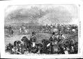 Original Old Antique Print 1853 Scene Imperial Visit Camp Helfaut Siers War