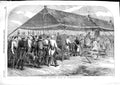 Original Old Antique Print 1853 Scene Grand Military Mass Olmutz Siers 19th