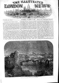 Original Old Antique Print 1853 View Dudley Iron Works Castle Smoking Chimneys
