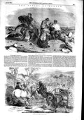 Original Old Antique Print 1853 Catching Ponies Exmoor Horses England Victorian