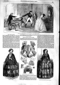 Old Antique Print 1853 Olympic Theatre Fashion Scotch Poplin Caps Cazenou 19th