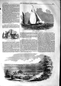 Original Old Antique Print 1853 Marshes London Plumstead Church Yacht Rifleman
