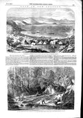 Original Old Antique Print 1853 GNew Zealand Wynyard Kapanga Stream Victorian