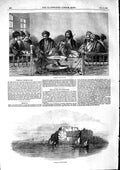 Original Old Antique Print 1853 Turkish Coffee House View Hirsova River 19th
