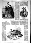 Old Antique Print 1853 Captain Ludlow Mdlle. Georges Theatre Wild Turkey 19th