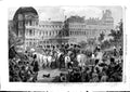 Original Old Antique Print 1853 Serenade Tuileries New Years Eve France Siers