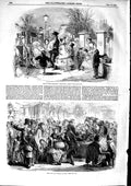 Original Old Antique Print 1853 Christmas Pantomimes Family Goose Club Party