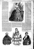 Old Antique Print 1853 Paris Fashion Costume Empress French Court Mantle 19th