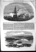 Original Old Antique Print 1854 Battle Sinope War Ship View Giurgevo Town Camp