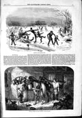 Original Old Antique Print 1854 Ice Skating Regent'S Park Roughing Horses Shoes