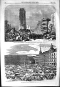 Old Antique Print 1854 Tower Jaques Boucherie Paris Square Madrid Spain 19th