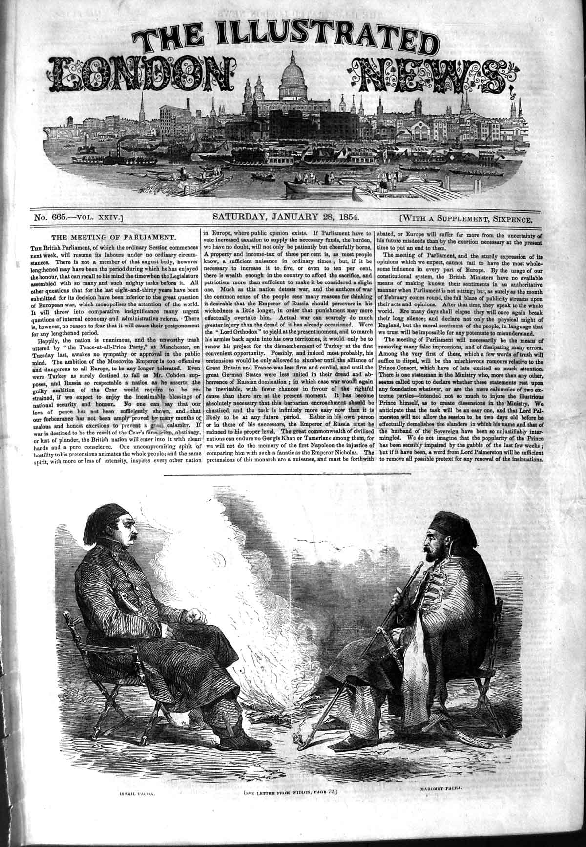 Original Old Antique Print 1854 Portrait Ismail Pacha Mahomet Men Victorian