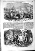 Original Old Antique Print 1854 Mollahs Council Constantinople Street Scene
