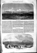Original Old Antique Print 1854 Steppes Caspian View Widdin River Danube Birds
