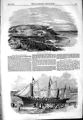 Original Old Antique Print 1854 Burwood Copper-Smelting Works Paris London Ship