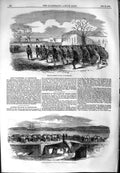 Old Antique Print 1854 Rifle Volunteers Drill Portsmouth Battery Practice 19th