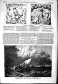 Original Old Antique Print 1854 Fishing Boats Squall Ships Alto-Relievos Munro