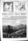 Original Old Antique Print 1854 Rocky Path Mountain Burn Alto-Relievos Munro
