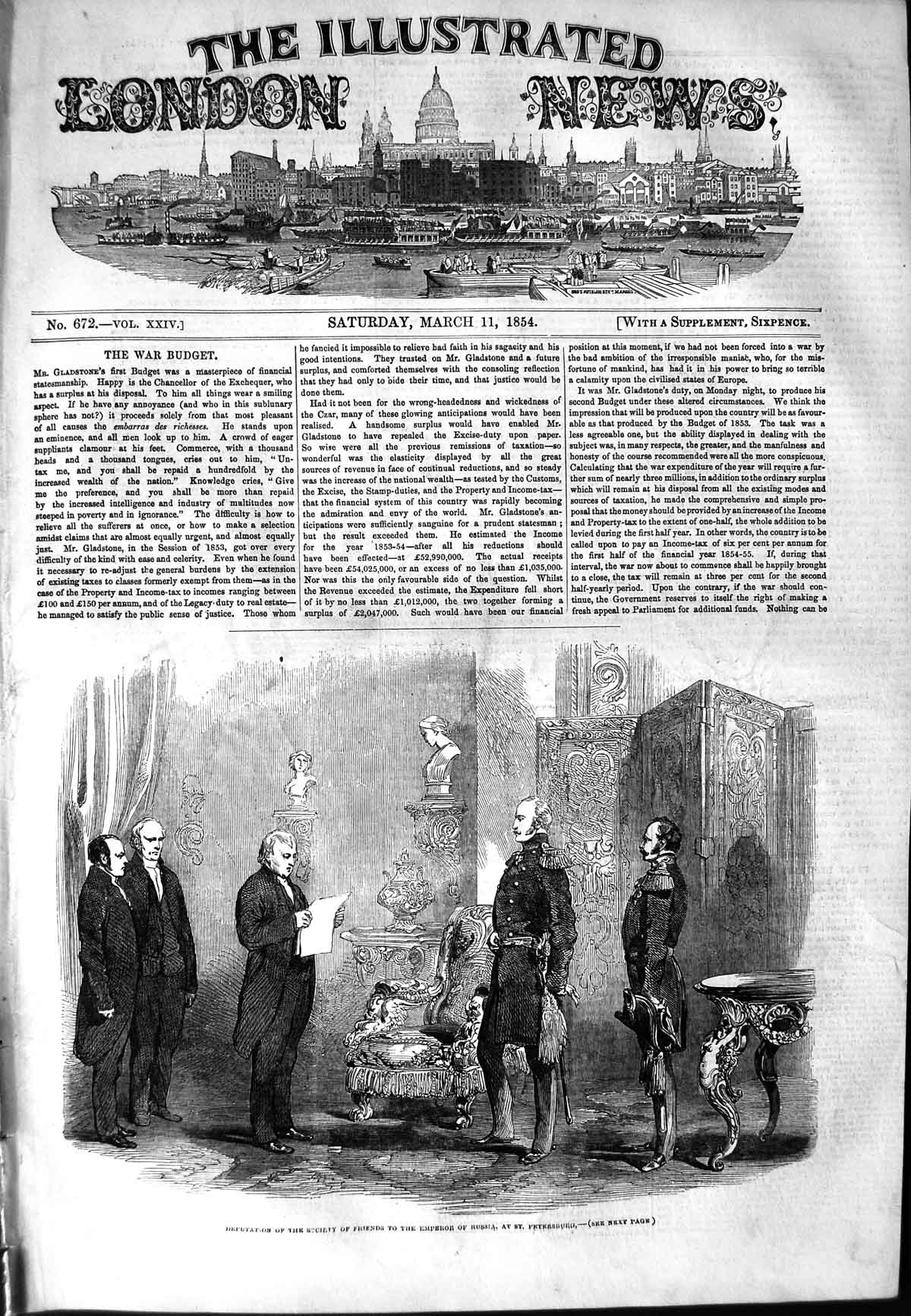 Old Antique Print 1854 Deputation Friends Emperor Russia St. Petersburg 19th