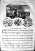 Original Old Antique Print 1854 English Song Sheet Music Raise High The Flag