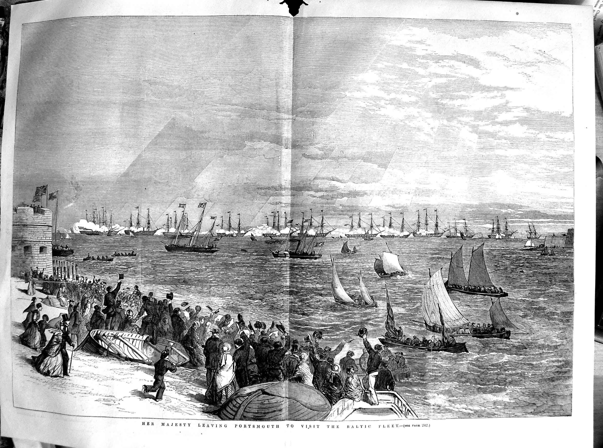 Old Antique Print 1854 Baltic War Ships Duke Wellington Charles Napier 19th