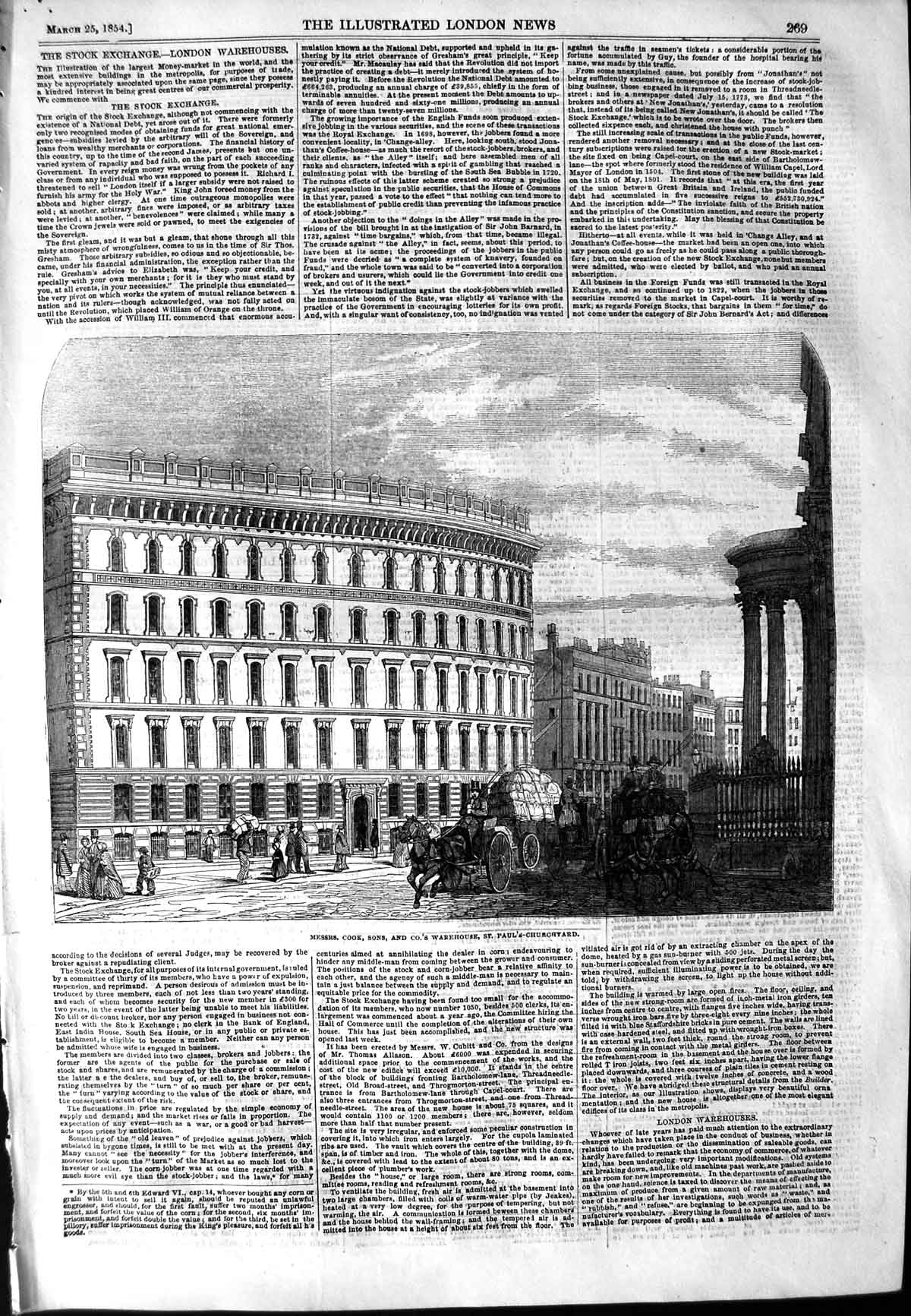 Original Old Antique Print 1854 Messrs Cook Warehouse St. Paul'S Churchard 19th