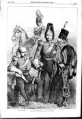 Original Old Antique Print 1854 War Troops Dragoons Hussars Cavalry Officers