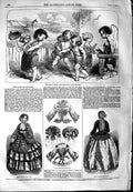 Old Antique Print 1854 Children April Fool Paris Ladies Fashion Dresses 19th