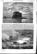 Original Old Antique Print 1854 Fort Alexander Cronstadt Peter Great Ships War