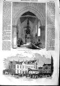 Antique Old Print *3177 1854 Wellington Memorial Church Brighton Tynemouth