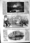 Old Antique Print 1854 Fire Hungerford Strand Drury Theatre Meteor London 19th