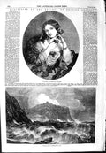 Original Old Antique Print 1854 View Stormy Sea Scarborough Portrait La Pensee