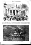 Old Antique Print 1854 Convicts Breaking York Ship Portsmouth War Russia 19th