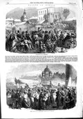 Original Old Antique Print 1854 Palm Sunday Petersburg Russia Easter Festival