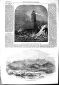 Old Antique Print 1854 Lighthouse Hango-Udd Finland Fortress Arta Albania 19th