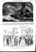 Original Old Antique Print 1854 Asia War Ship Waterspout Port Phillip Si 19th