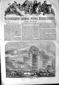 Original Old Antique Print 1854 Garden Front Crystal Palace Architecture 19th