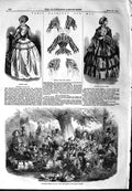 Original Old Antique Print 1854 Goat-Chaise Champs Elysee France Paris Fashion