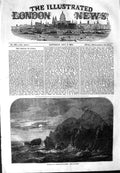Original Old Antique Print 1854 View Kullen Entrance Sound Moonlight Rocks 19th