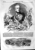 Original Old Antique Print 1854 Field-Marshal Marquis Anglesey Beaudeserl House