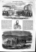 Original Old Antique Print 1854 Sadyk Pacha Cossacks War Schumla Bulgarian 19th