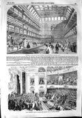 Original Old Antique Print 1854 Museum Royal College Surgeons Sadler'S Theatre